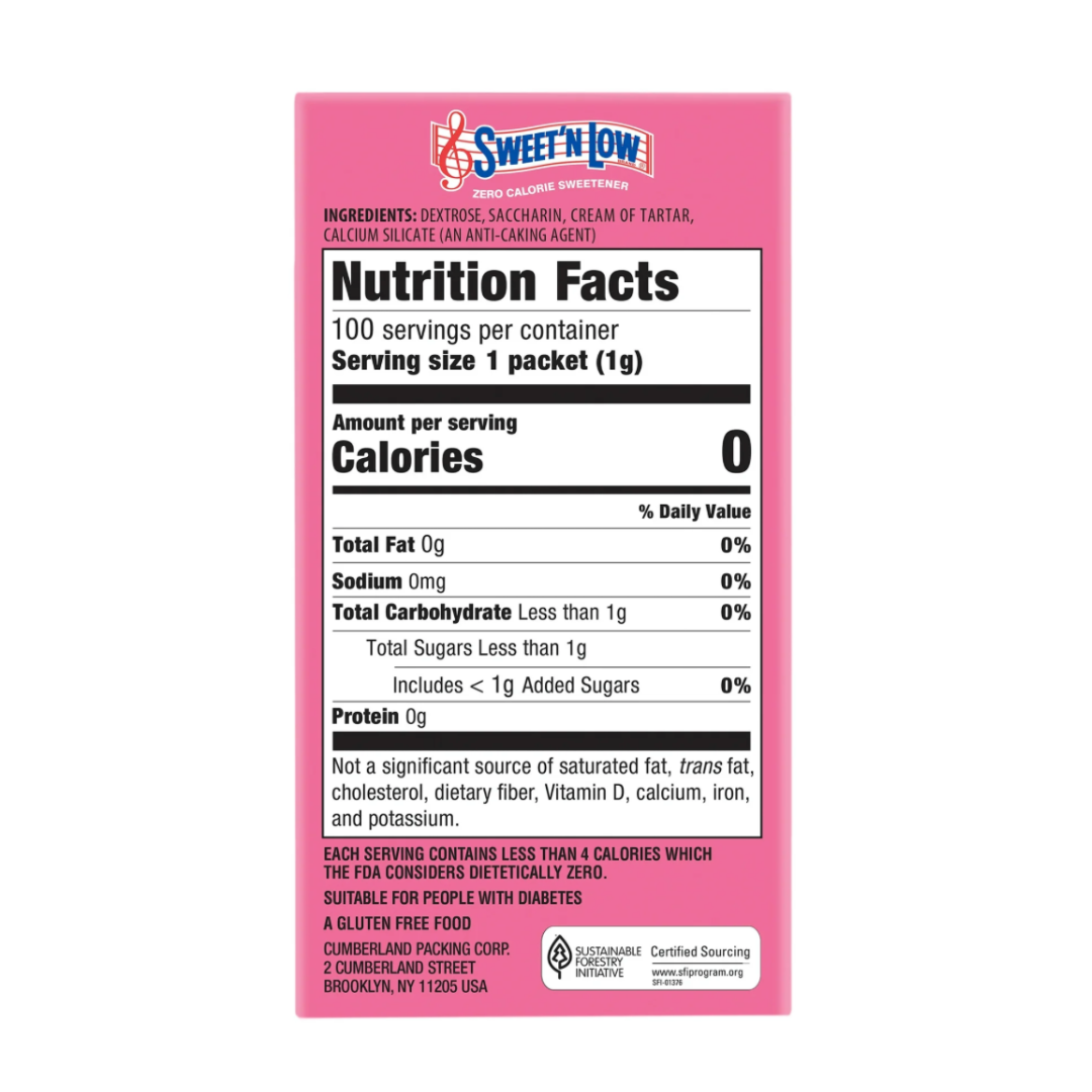 Endulzante Sweet'N Low Zero-Calorie 250 Sobres