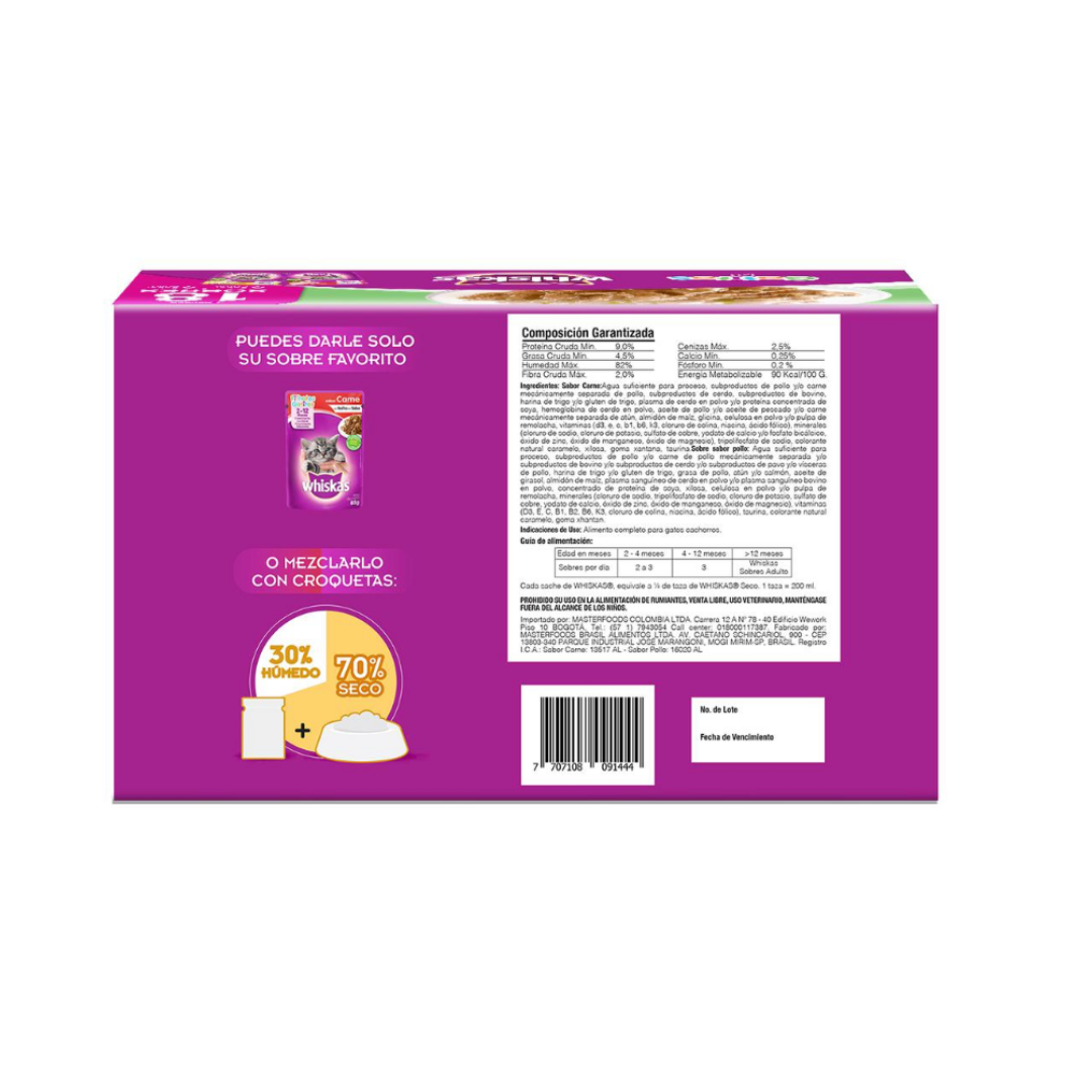 Alimento Húmedo Gatitos Whiskas 18 Unidades 85 g