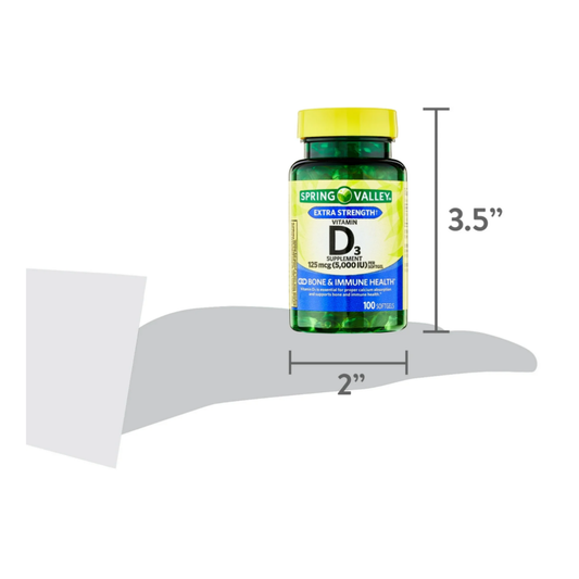 Vitamina D3 Spring Valley 125 mcg 100 capsulas