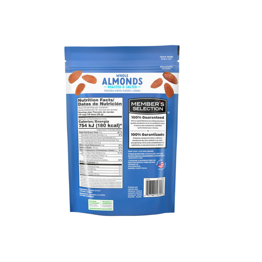 Almendras con sal Member's Selection 907 g / 32 oz